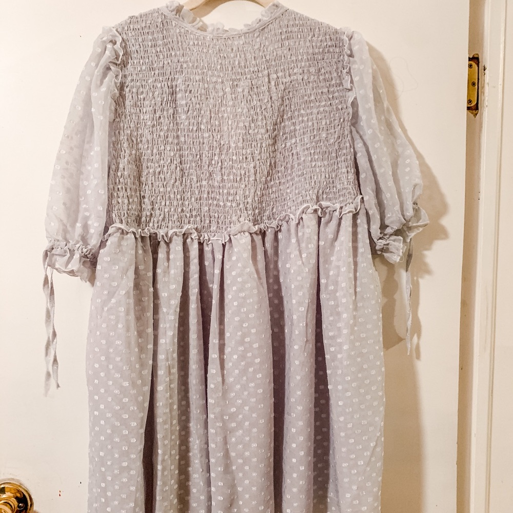 NWT Blue-Grey Clip Dot Baby Doll Dress - Picture 5 of 5